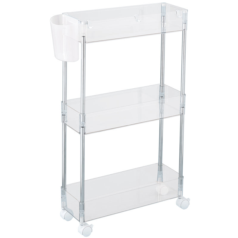 15.7'' W Utility Cart with Wheels, 24.2" H x 15.7" W x 5.9" D, Clear