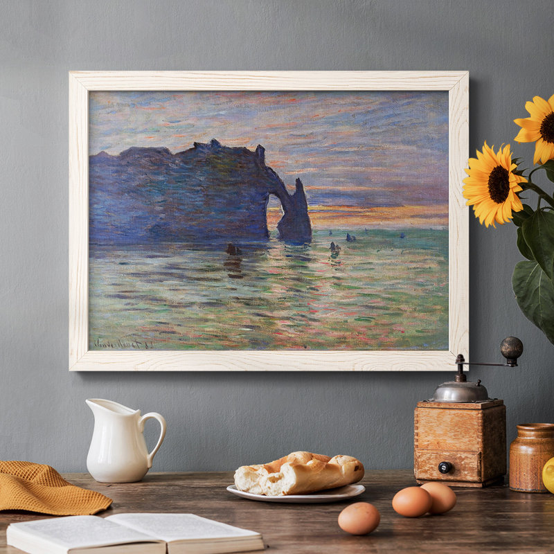 Etretat, Sunset, 1883, reproduction d'art sur toile, Cadre blanc, H 14 po x l 20 po x P 1,5 po