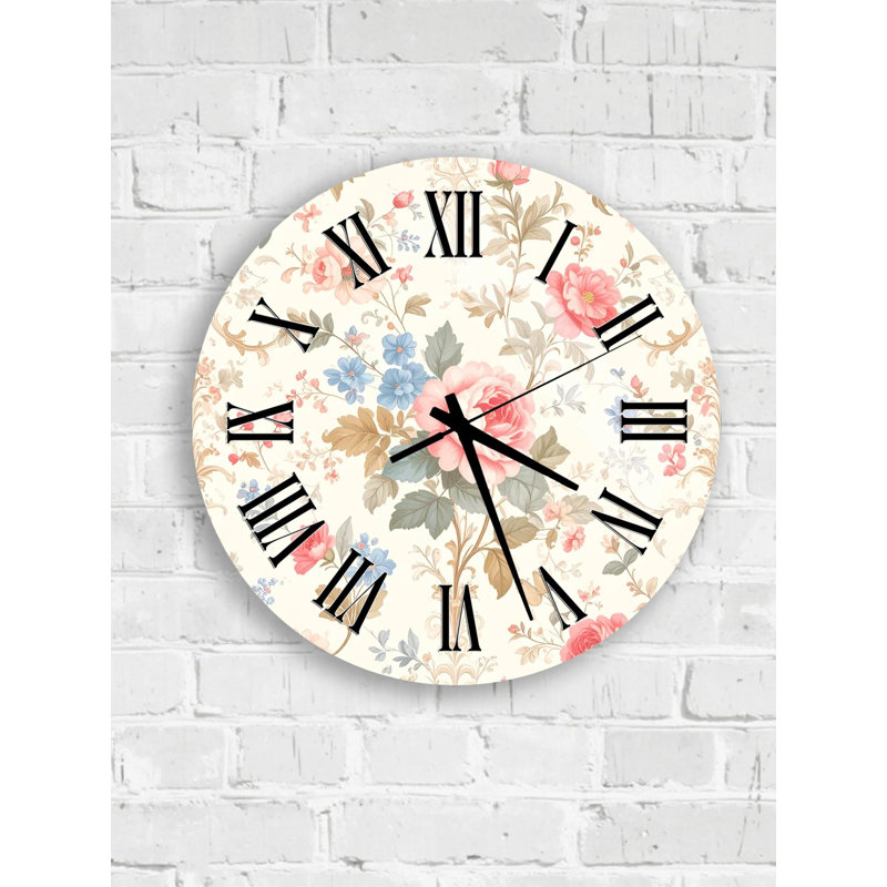 Horloge murale floral, Noir anglais, 20 pouces