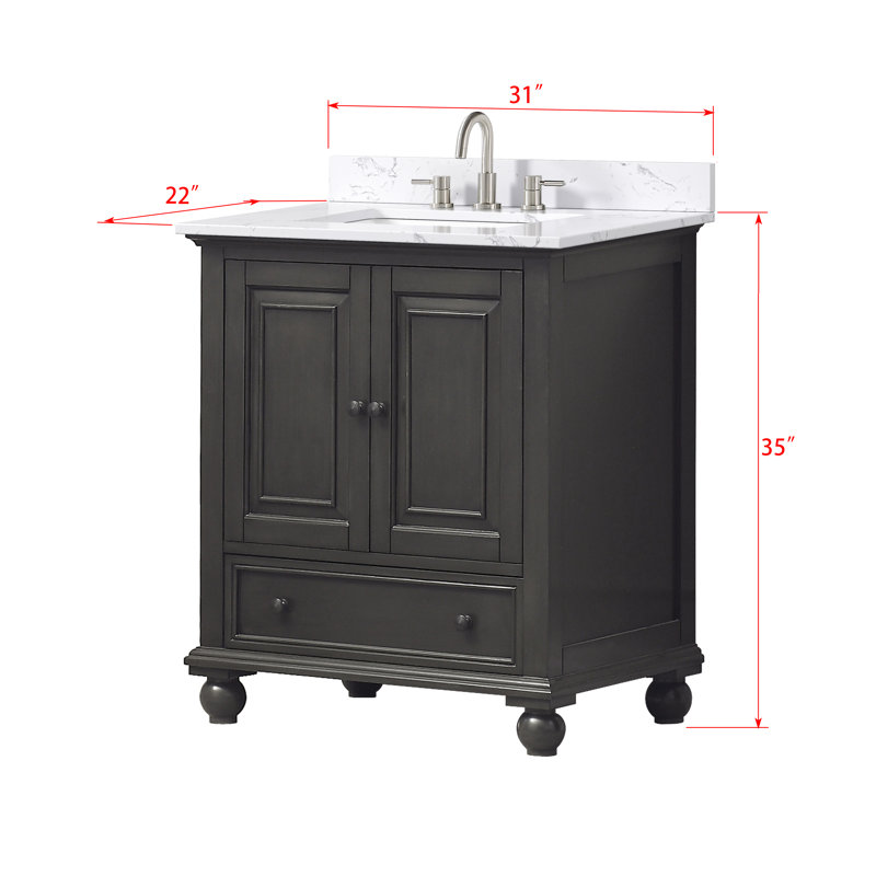 Thompson 31" Single Modern Bathroom Vanity Set, Charcoal Glaze, Cala White