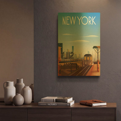 'New York City' By Omar Escalante Gold Metal Wall Art, 12" x 16"