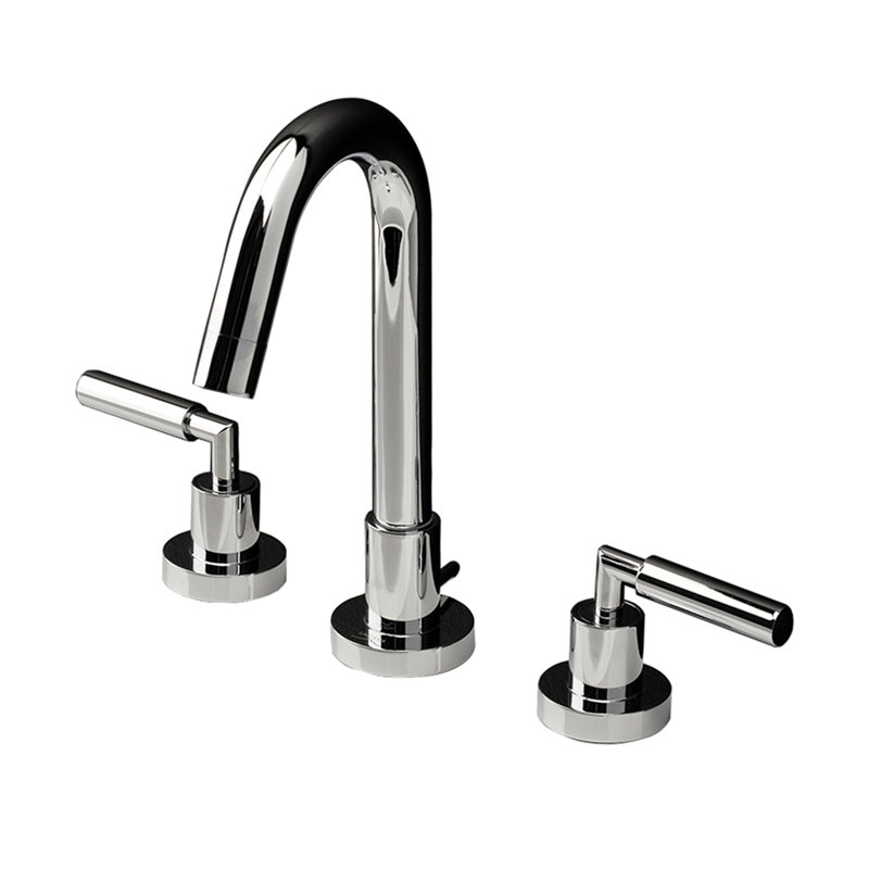 Cigno Widespread Bathroom Faucet with Drain Assembly, Polished Chrome