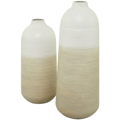 Ensemble de 2 vases de table en métal blanc / beige Cheyney