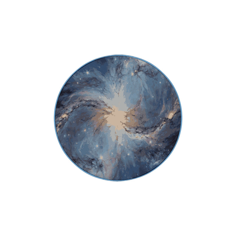 Tapis bleu lavable à la machine, Rond 5 pi