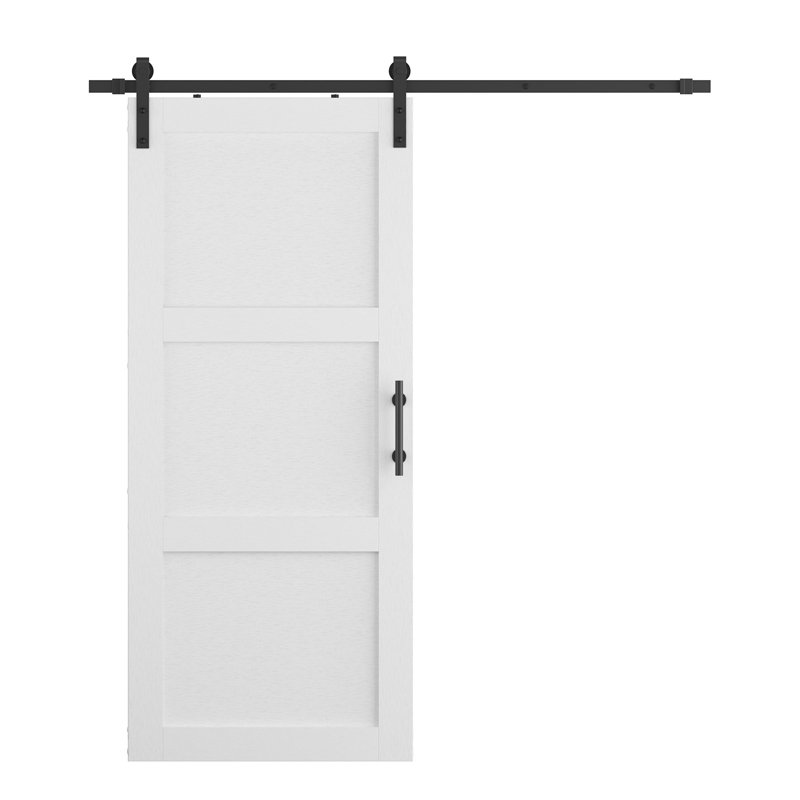 84'' Solid Manufactured Wood Barn Door with Installation Hardware Kit, 42'' x 84''