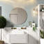 Meuble-lavabo moderne blanc avec rangement, lavabo en céramique et armoire en contreplaqué