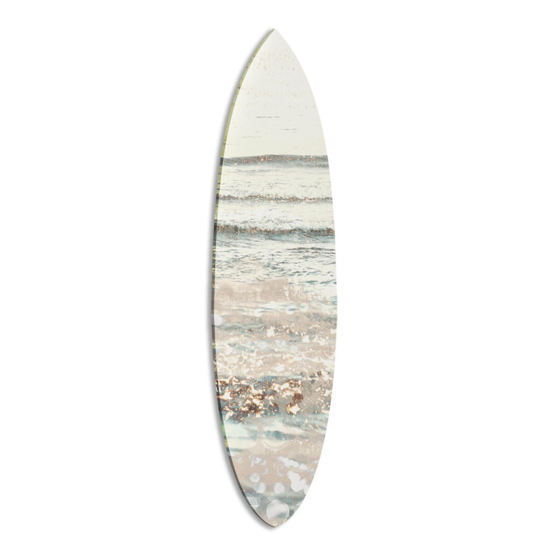 Decorative Surfboard Wall Art Print on Acrylic, Coastal Jeweled Waters Surfboard