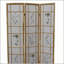 Cloison Shoji traditionnelle à 3 panneaux d'inspiration asiatique avec motif floral, finition naturelle et conception pliante pour une utilisation polyvalente