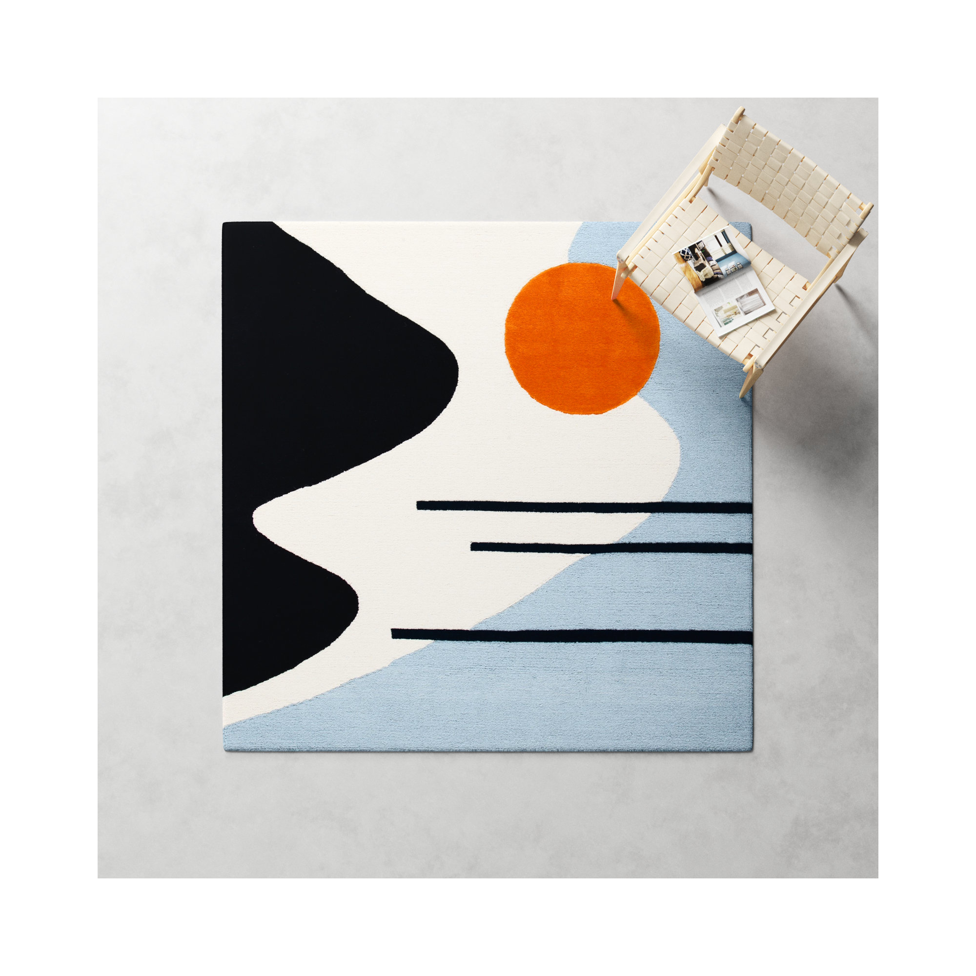 Felipe Wool Ivory / Blue Rug, Square 6'
