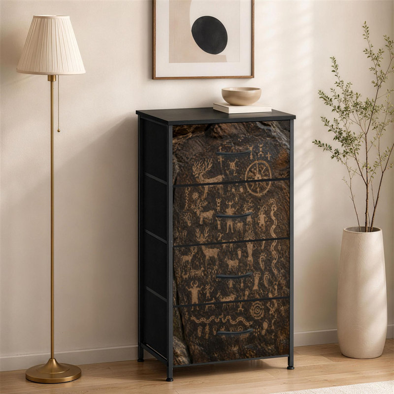 Commode à 4 tiroirs pour chambre à coucher Petroglyphs