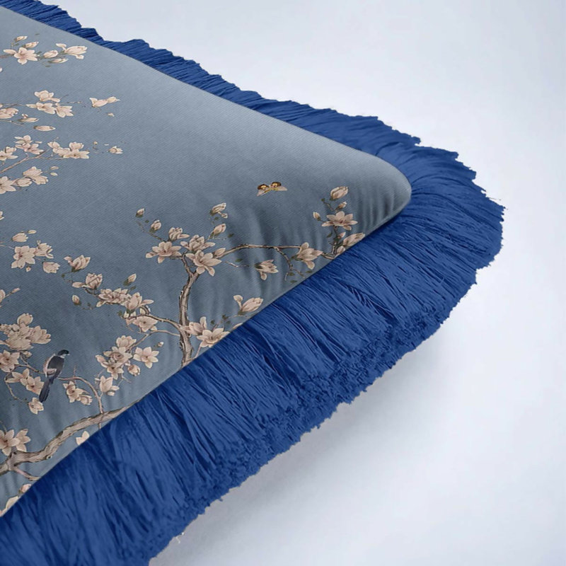 Ensemble de 2 housses de coussin à franges Floral Garden Elegance