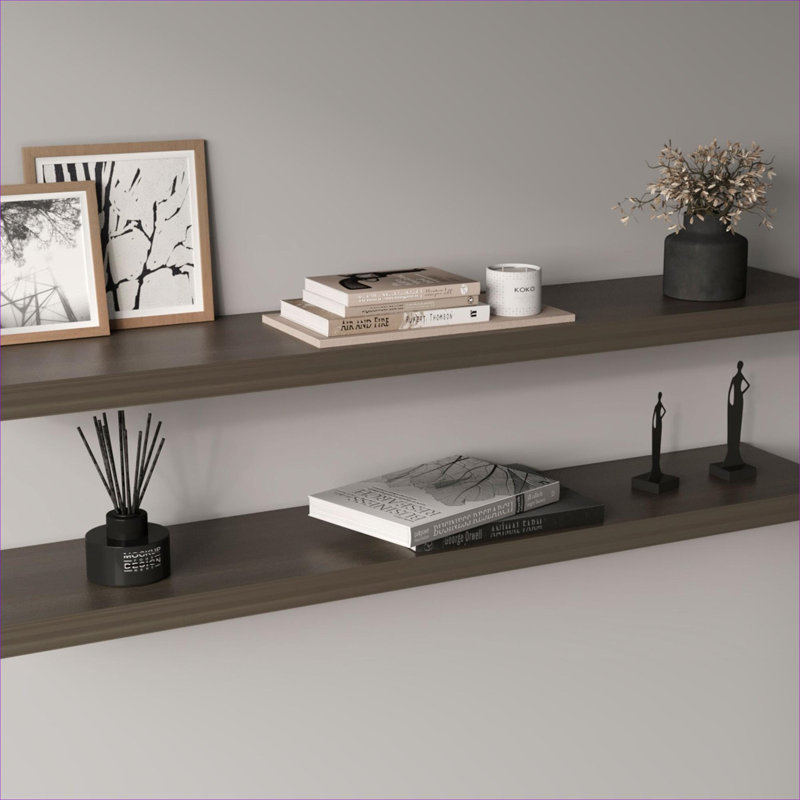 Ensemble de 2 tablettes murales flottantes de 47 pouces de large, rangement et présentation multi-pièces, panneau de particules vert tendre