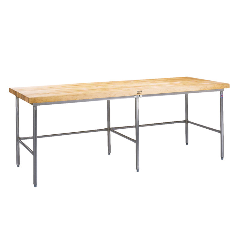 Table de travail en acier inoxydable avec plateau en bois Baker's