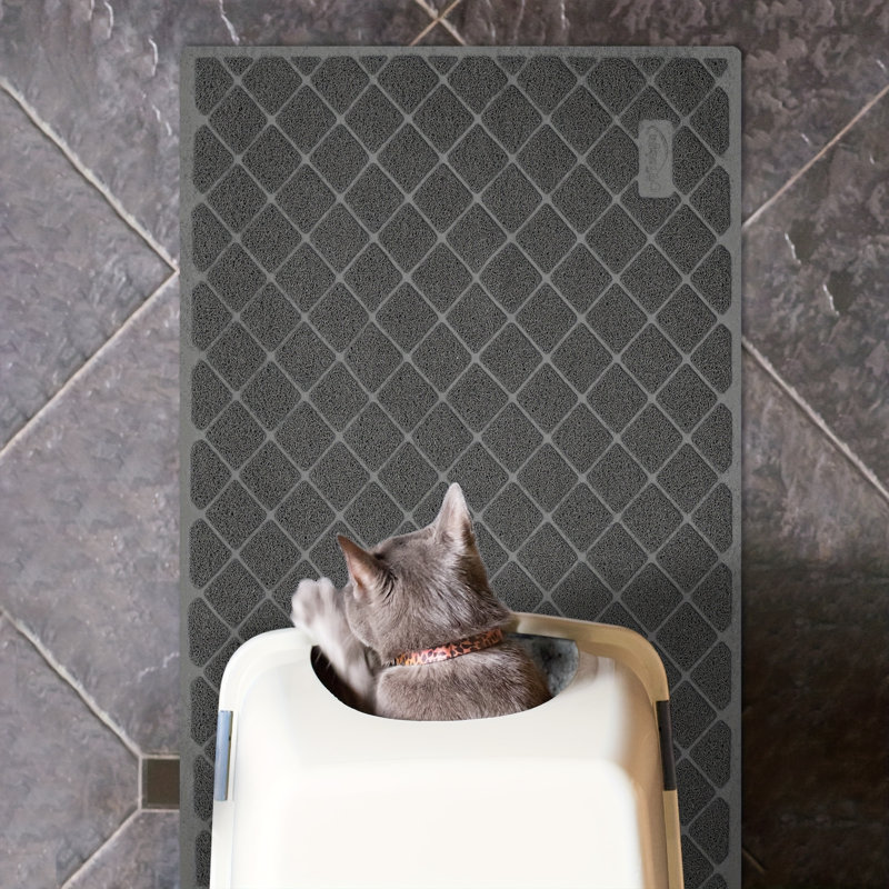 Tapis pour litière pour chat - Nylon texturé, facile à nettoyer, durable, doux pour les pattes et réduisant le gaspillage | Pour les chats d'intérieur et les chatons