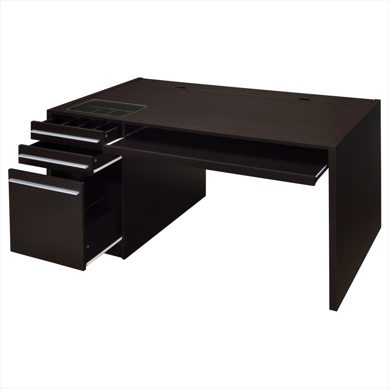 Bureau d'ordinateur en MDF avec plateau à clavier et trois tiroirs, poste de travail rectangulaire moderne