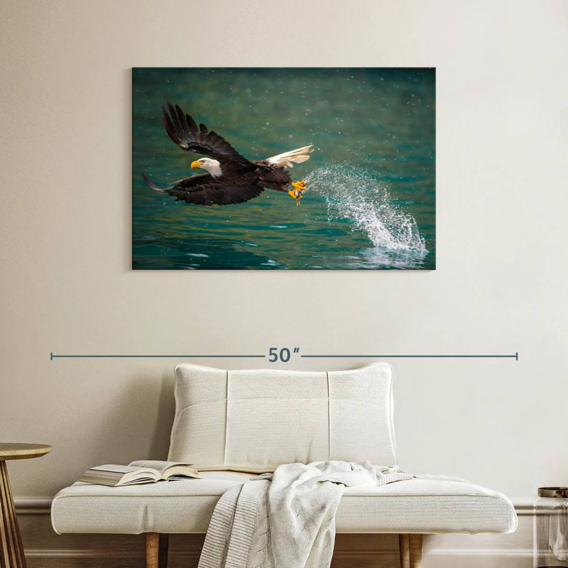 Brampt Eagle Catching Prey, 26" H x 39" W