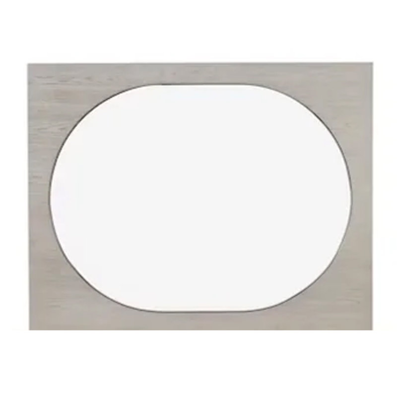Miroir Celly, bords ronds biseautés, bois d'hévéa massif chêne blanc 36 x 46
