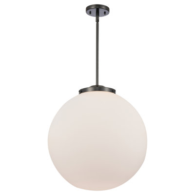 Plafonnier suspendu à 1 lumière 18 "221-1S Franklin - Alfonsa - ampoule DEL - fini noir mat - abat-jour blanc mat Franklin