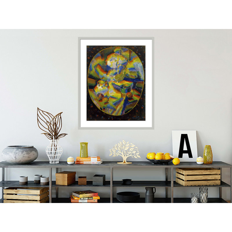 «Still Life Synchromy with Nude in Yellow» par Morgan Russell - Reproduction giclée encadrée, H 40,69 po x l 33,5 po