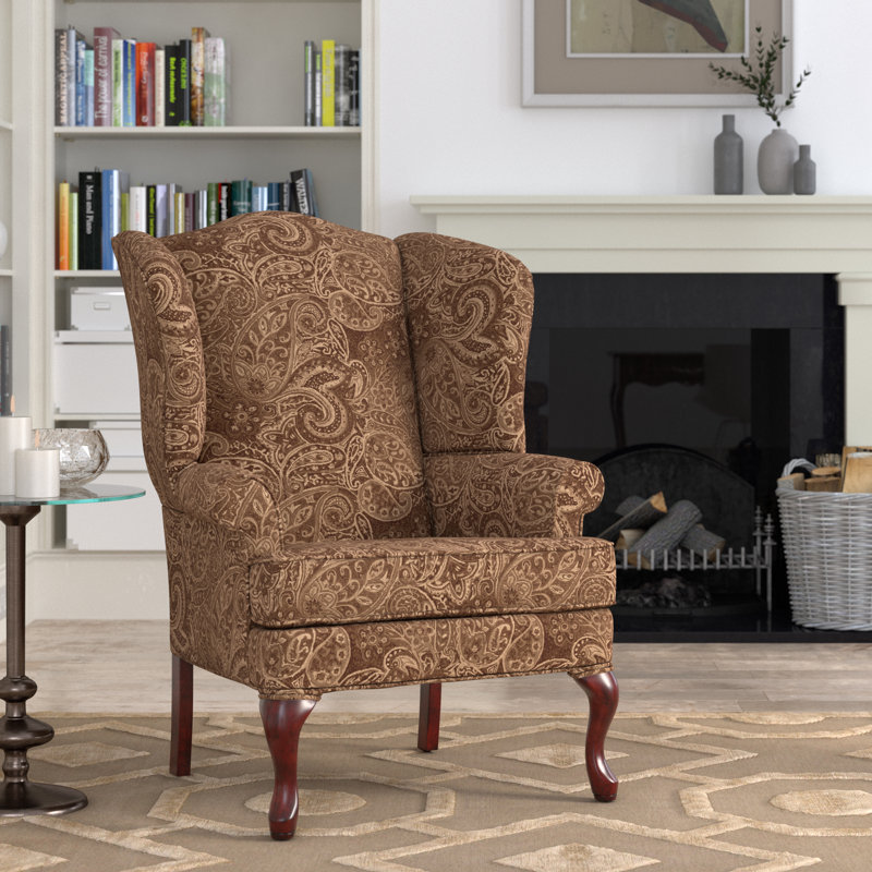 Fauteuil à oreilles en chenille de 28 po de largeur Edson, Chenille coco
