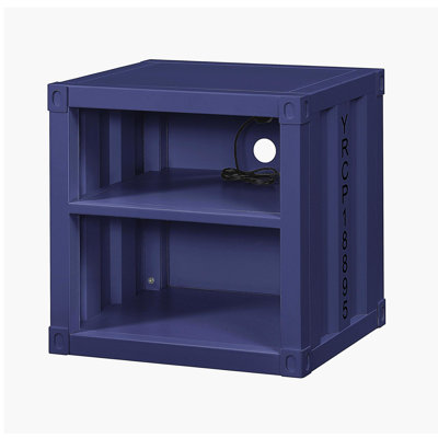 Cargo Blue Surface Bedside Table with USB