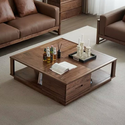 Table basse moderne simple en noyer noir