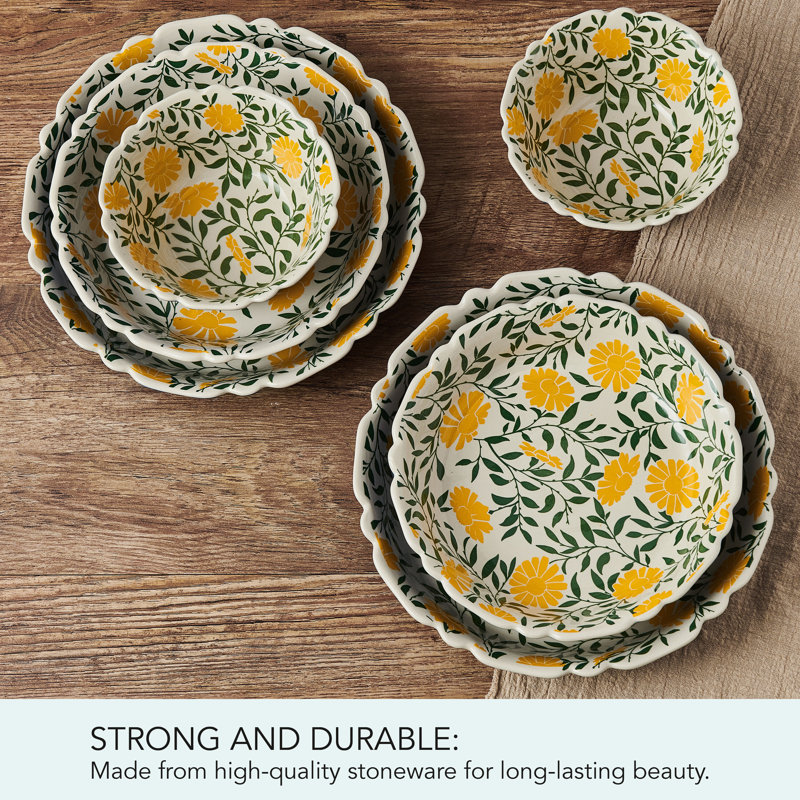 Tranquil Elegance Multi-Color Ceramic Floral Dinnerware Set, Service for 4