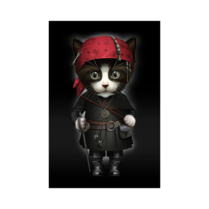 Pirate Cat 1 Piece Wrapped Canvas Wall Art, 66.04 cm H x 45.72 cm W x 3.175 cm D
