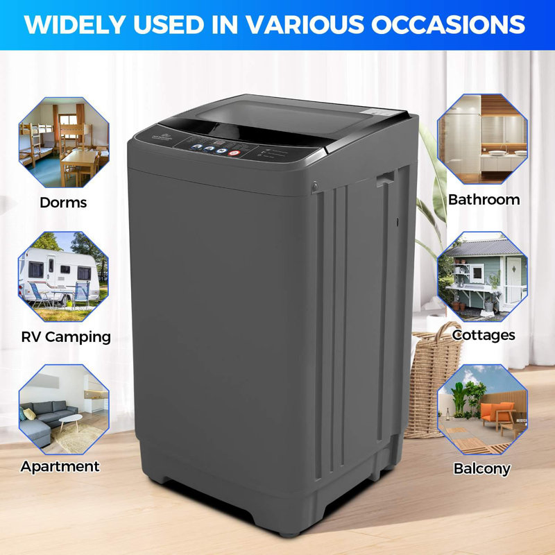 Homdox 2.4 Cubic Feet cu. ft. High-Efficiency Portable Washer with Child Safety Lock, Gray