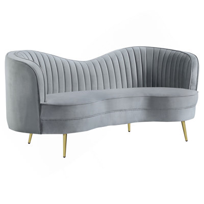 Reigha Grey And Gold Upholstered Loveseat