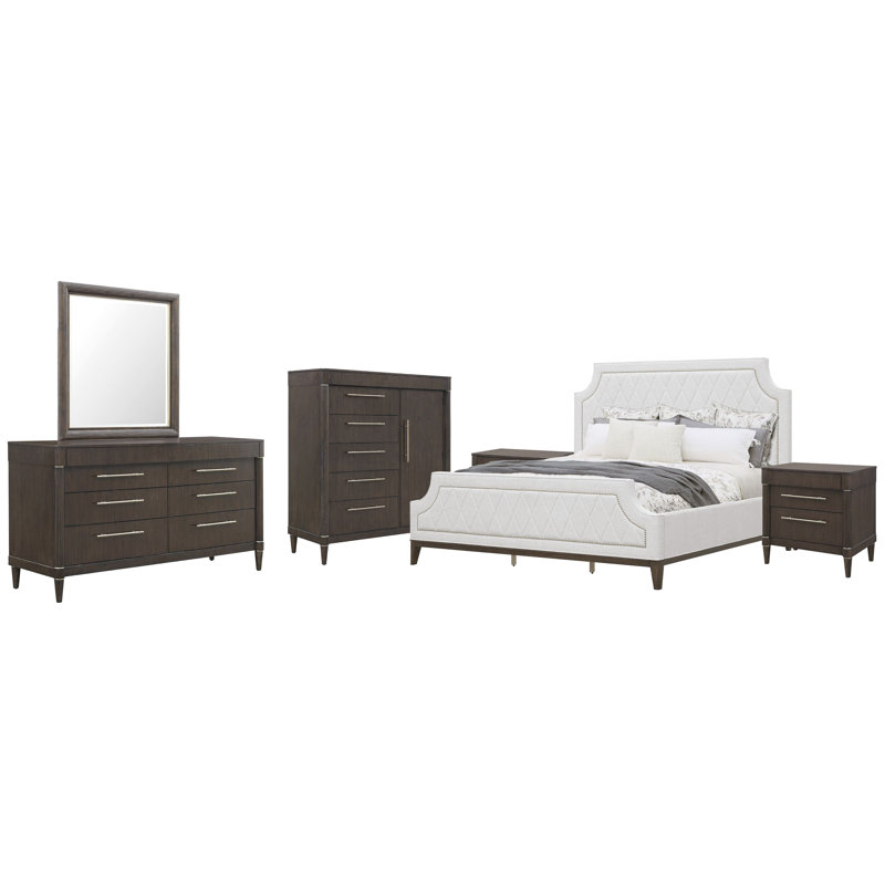 Commode 2 tiroirs avec miroir et commode principale Hendrum, Grand lit