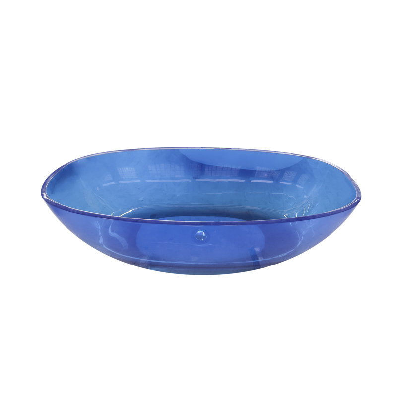 Blue Transparent Oval Soaking Bathtub, 64 Inch, Freestanding, For Bathroom Luxury Feel Freestanding Transparent, Oval, High - Quality Resin Build