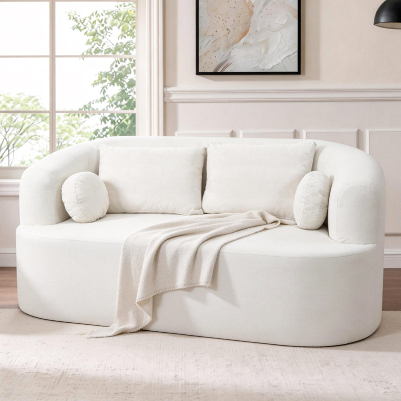 Canapé-dans-une-causeuse, Beige, Chenille beige