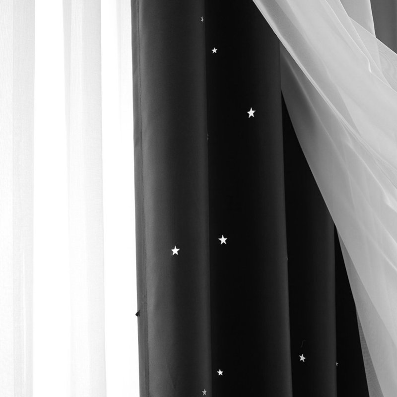 Eurielle Room Darkening Curtain Pair, Black/White