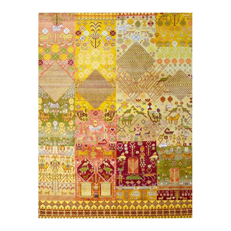Tapis vintage lavable à la machine à motif de fleurs et d'animaux de la collection Barcelona