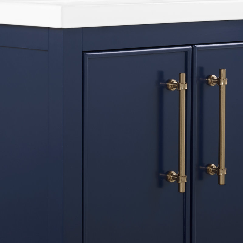Ensemble de meuble-lavabo simple 24 po Jewell, Bleu marine / laiton antique