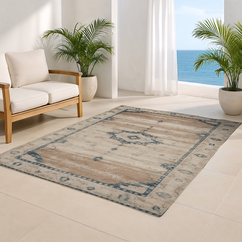 Tapis d'intérieur et d'extérieur surteint beige, Rectangulaire 2 pi x 3 pi