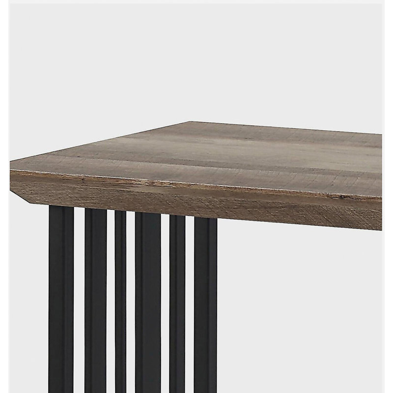 Rustic oak and black double base sofa table