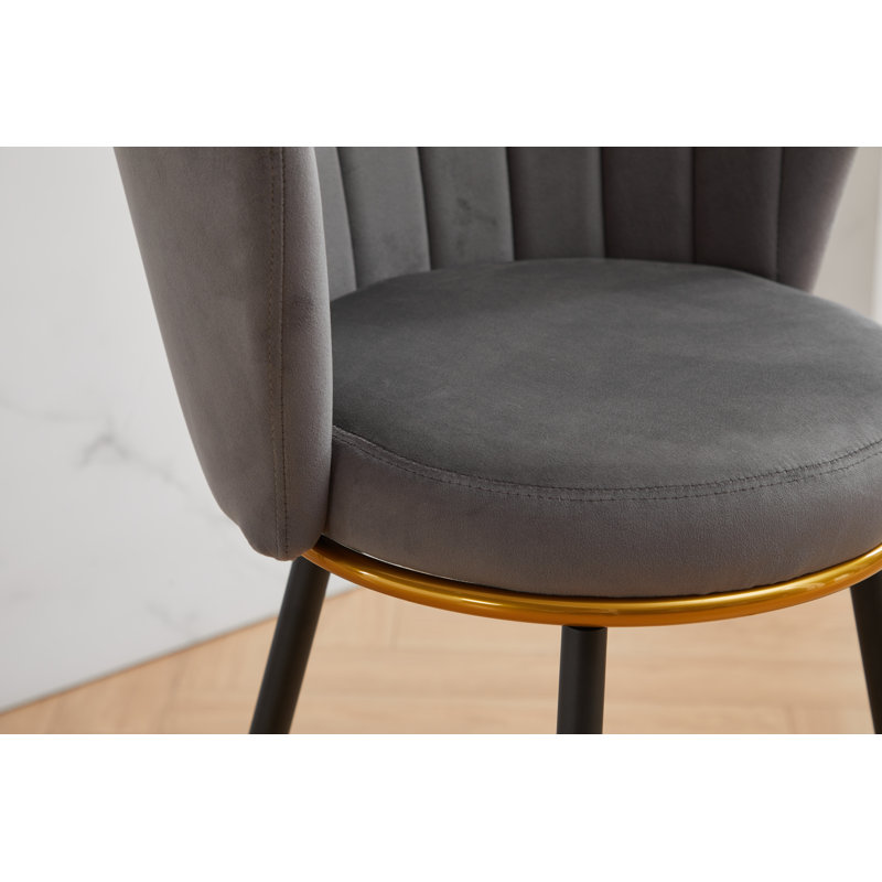 Set of 2 Counter Stools, 360° Swivel Upholstered Bar Stools with Metal Legs, Light Gray