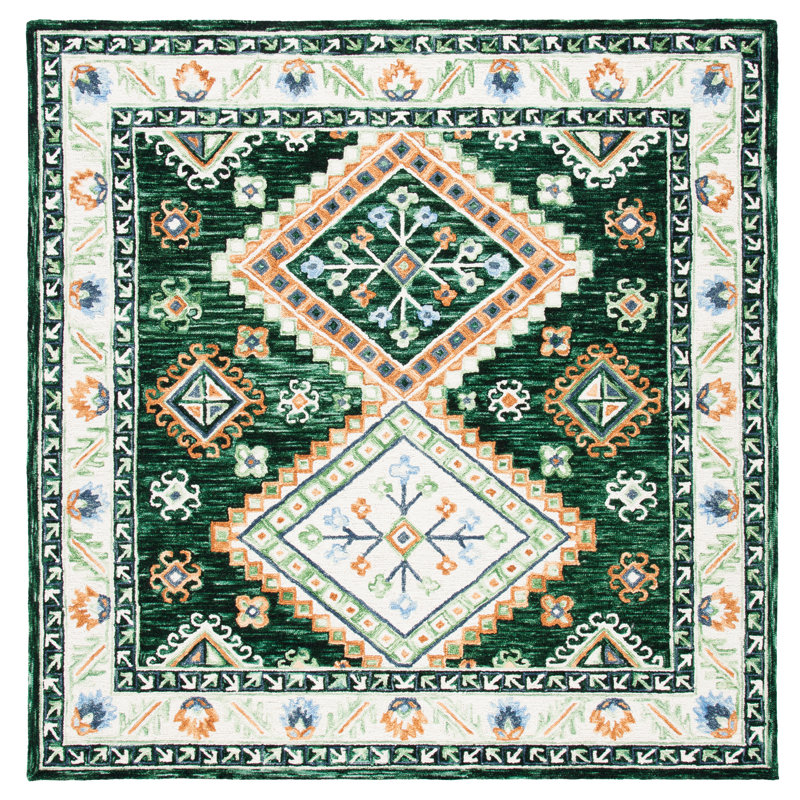 Hand Tufted Wool Southwestern Rug, Square 7'