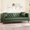Canapé de 81 po en cuir, canapé Chesterfield à assise profonde capitonné à 3 boutons fait à la main