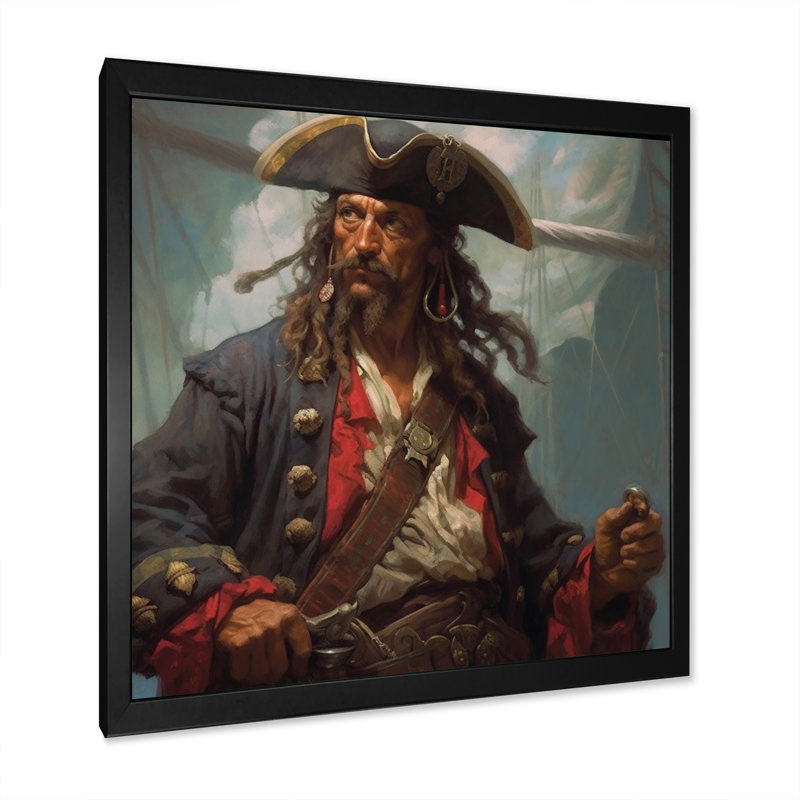 «Daring Pirate Portrait III», reproduction sur toile, Cadre photo noir, H 30 po x l 30 po x P 1 po