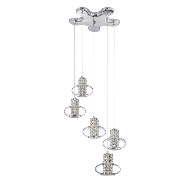 Luminaire suspendu géométrique 5 lumières grappe Aria