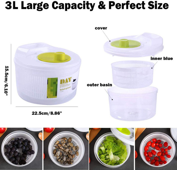 Zulay Kitchen Salad Spinner Large 5L Manual Lettuce Spinner With