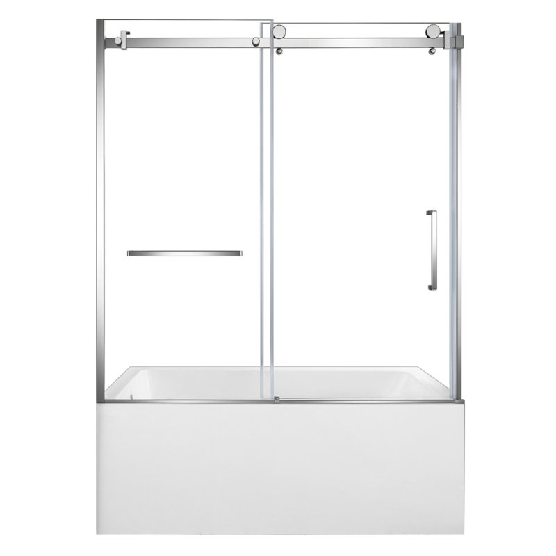 Kingston Brass 60-Inch Acrylic Rectangular 3-Wall Alcove Tub With Tub Door, Drain, Polished Chrome, Left Opening
