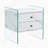 Double-drawer bedside table. The board surface is MDF with grain sticker, and both sides are transparent tempered glass. The design is simple and elegant, with excellent storage functions-1433599279