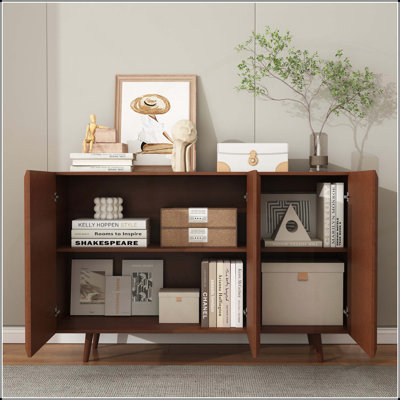 Console multimédia d'entrée avec style campagnard, tablettes réglables et amplement de rangement pour la vie moderne