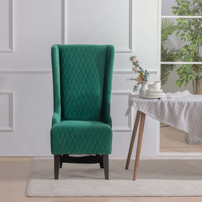 Fauteuil en velours confortable à haut dossier pour les espaces de vie, rehaussant le style et la détente
