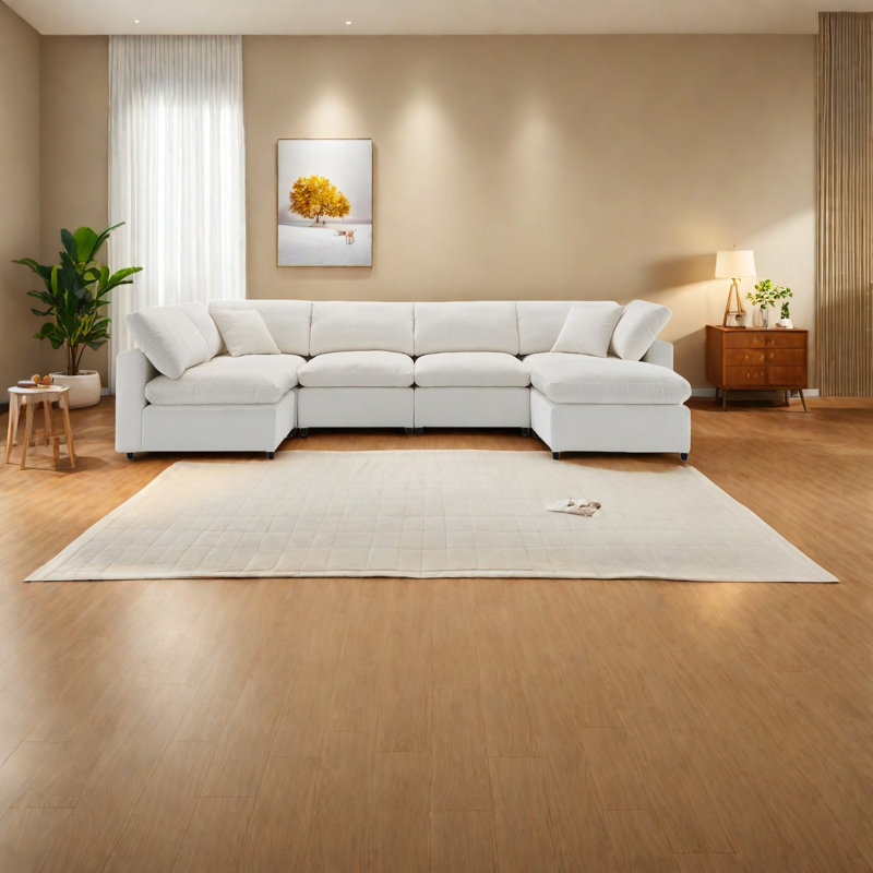 Canapés-lits modulaires en chenille spacieux et modulaires pour la vie moderne