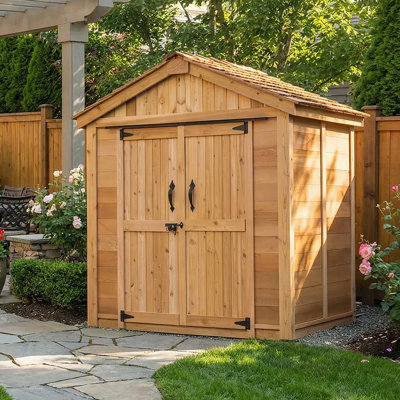 6 ft. W x 4 ft. D Double Door Cedar Wood Storage Shed